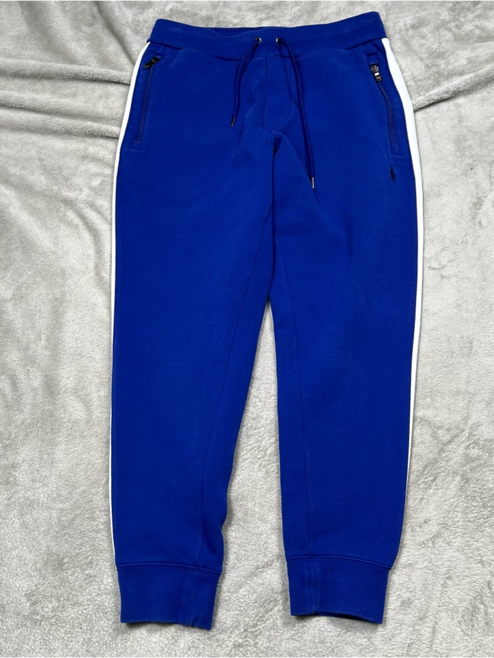 Polo Ralph Lauren Joggers Men S Blue/White Tapered Sweatpants Athleisure Stretch